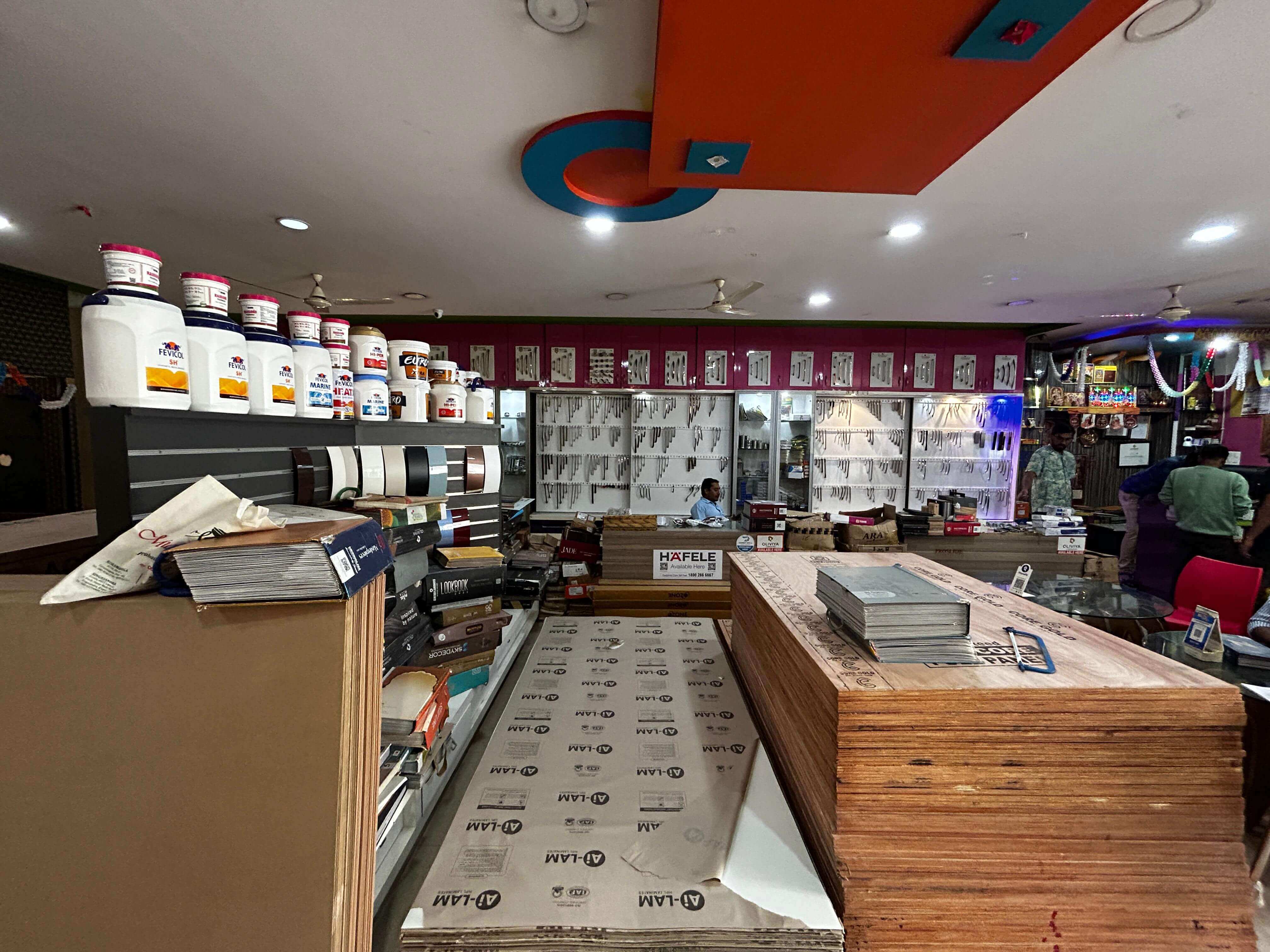 Shree Shivshakthi Enterprises storefront showcasing a wide range of hardware and plywood.